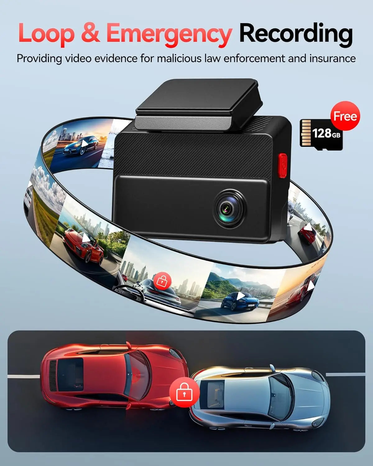 REDTIGER VP20 530° Dash Cam 3 Channel, 2.5K+2.5K+1080P Triple Car Camera