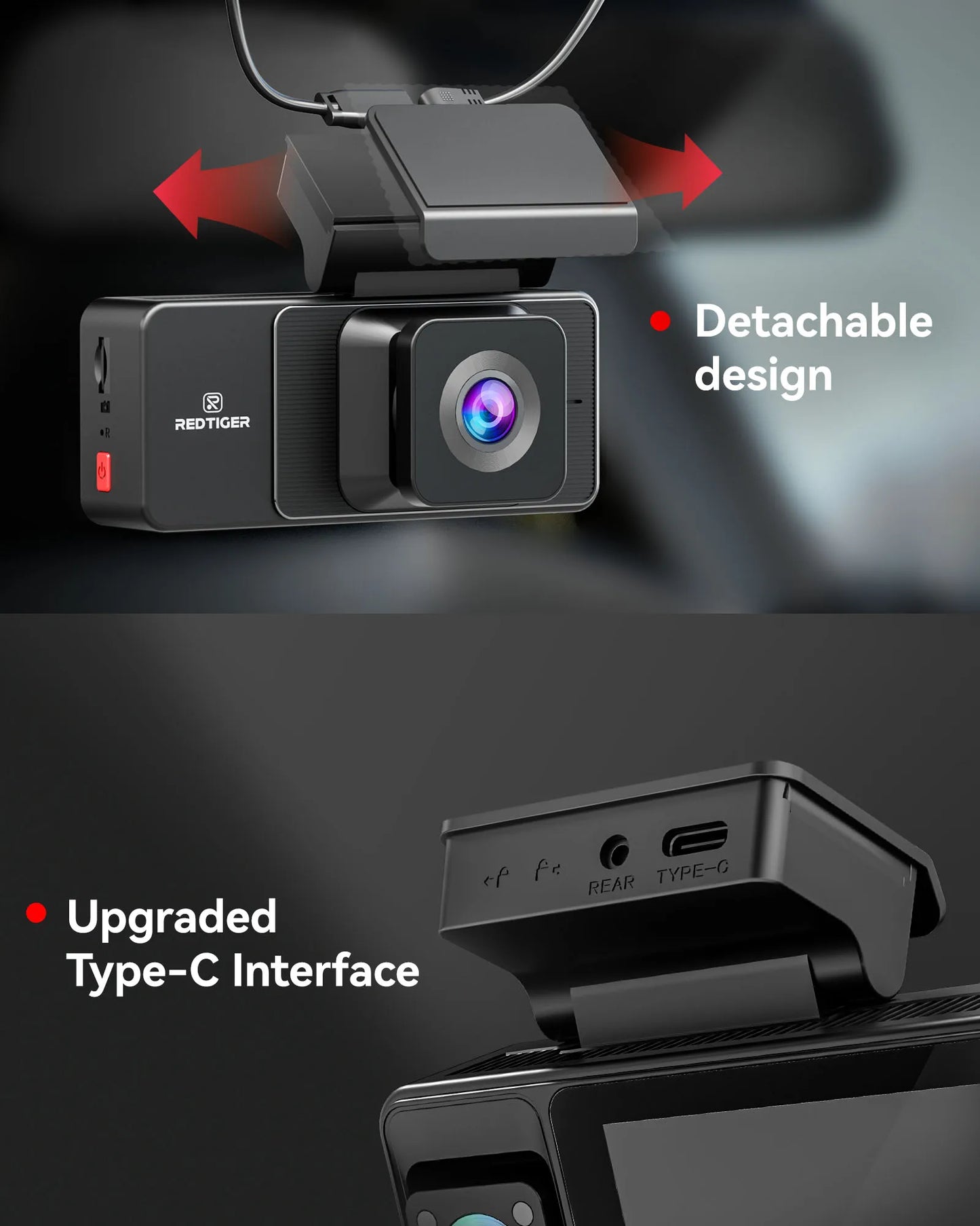 REDTIGER A3 Dash Camera, 3 Channel, 2.5K Front + 1080P Dash Cam Front and Rear and Inside
