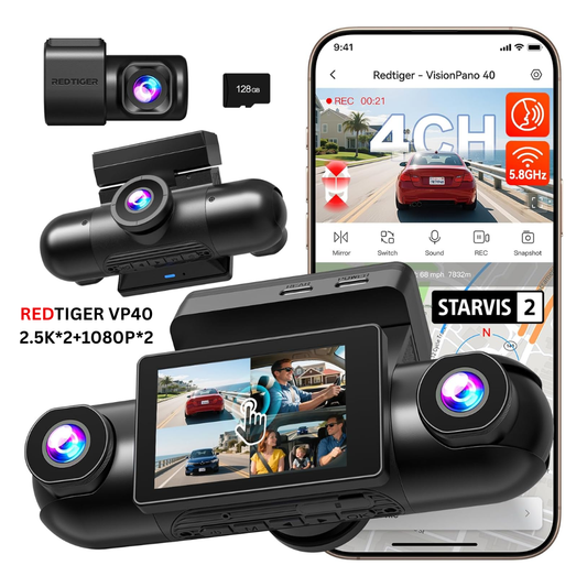 REDTIGER VP40 4 Channel 360° Dual STARVIS 2, 2.5K*2+1080P*2 Dashcam Front and Rear Inside Left Right
