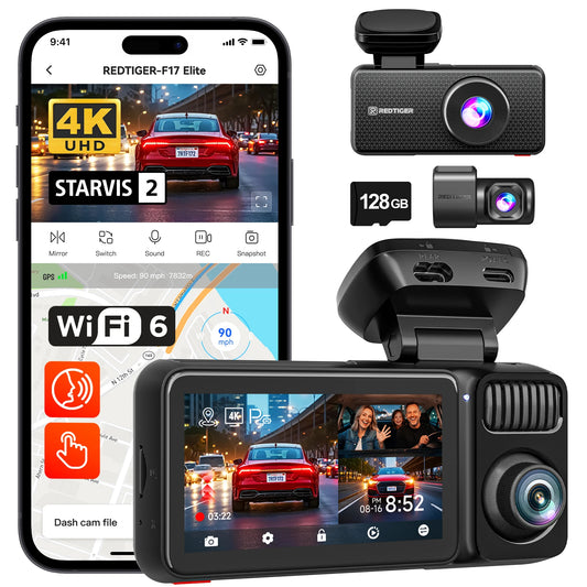 Redtiger F17 Elite 4K 3 Channel Dash Cam Sony STARVIS