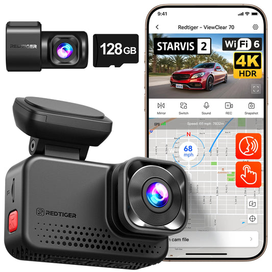 REDTIGER 4K CV70 Dash Cam Front and Rear 2.5K, STARVIS 2 IMX678 x Wondrix Dual HDR Blacklight Night Vision