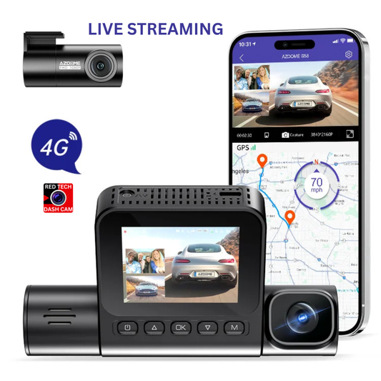 AZDOME S58 4G 3CH - Remote Live View & GPS Tracking.