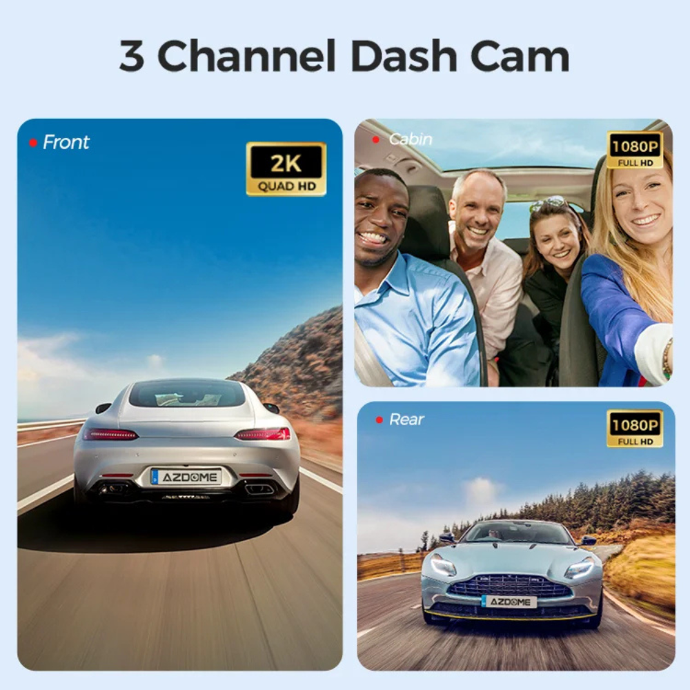 AZDOME S58 4G 3CH - Remote Live View & GPS Tracking.