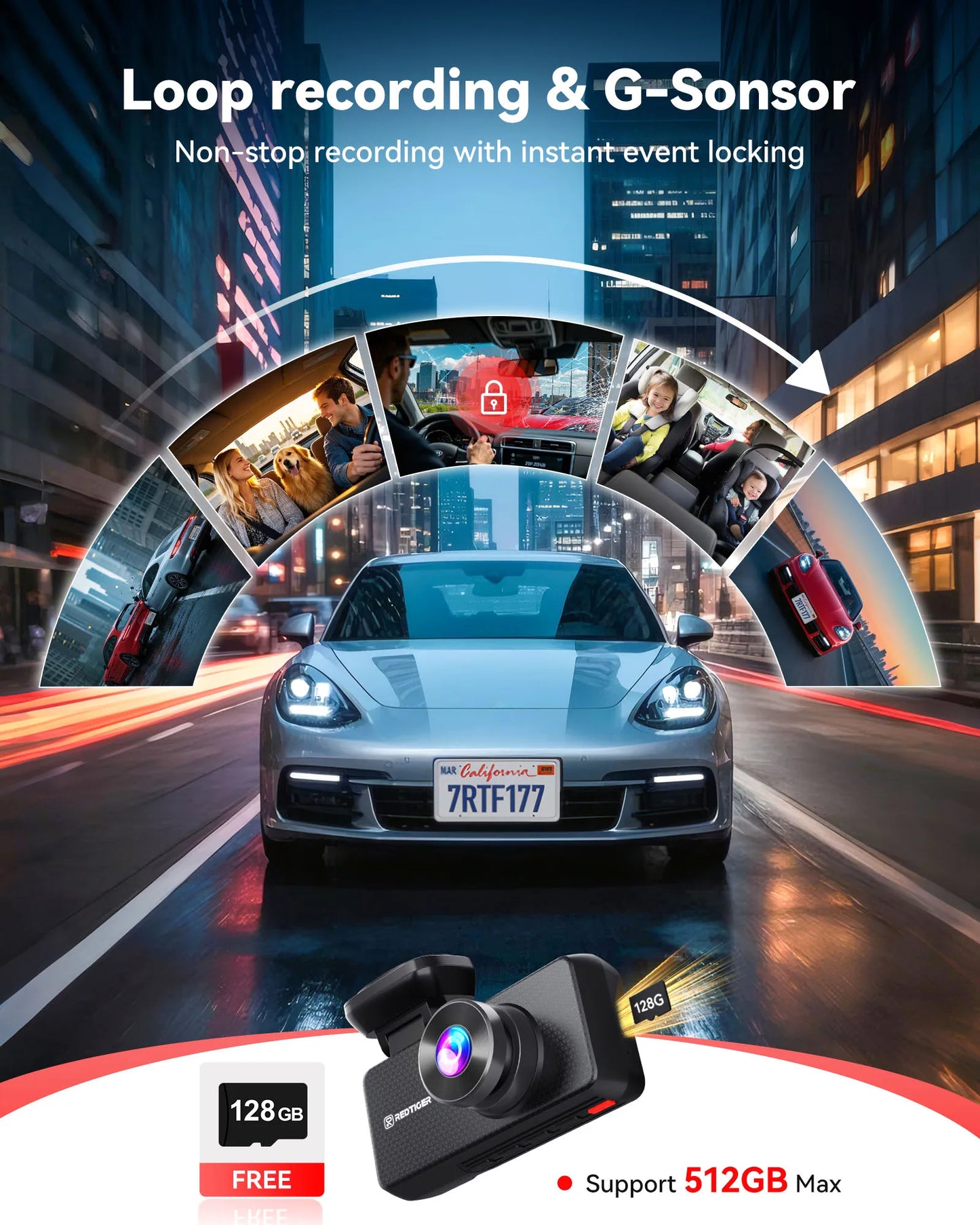 REDTIGER F17 Plus 4 Channel Dash Cam 2.7K+1080P*3