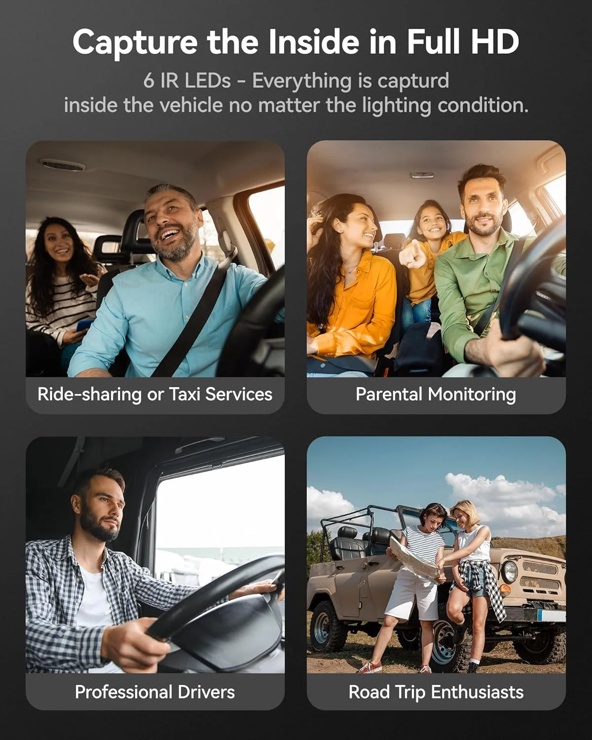 WOLFBOX i07 3 Channel Dash Cam Built-in WiFi GPS, 1440P+1080P+1080P Dash Camera.