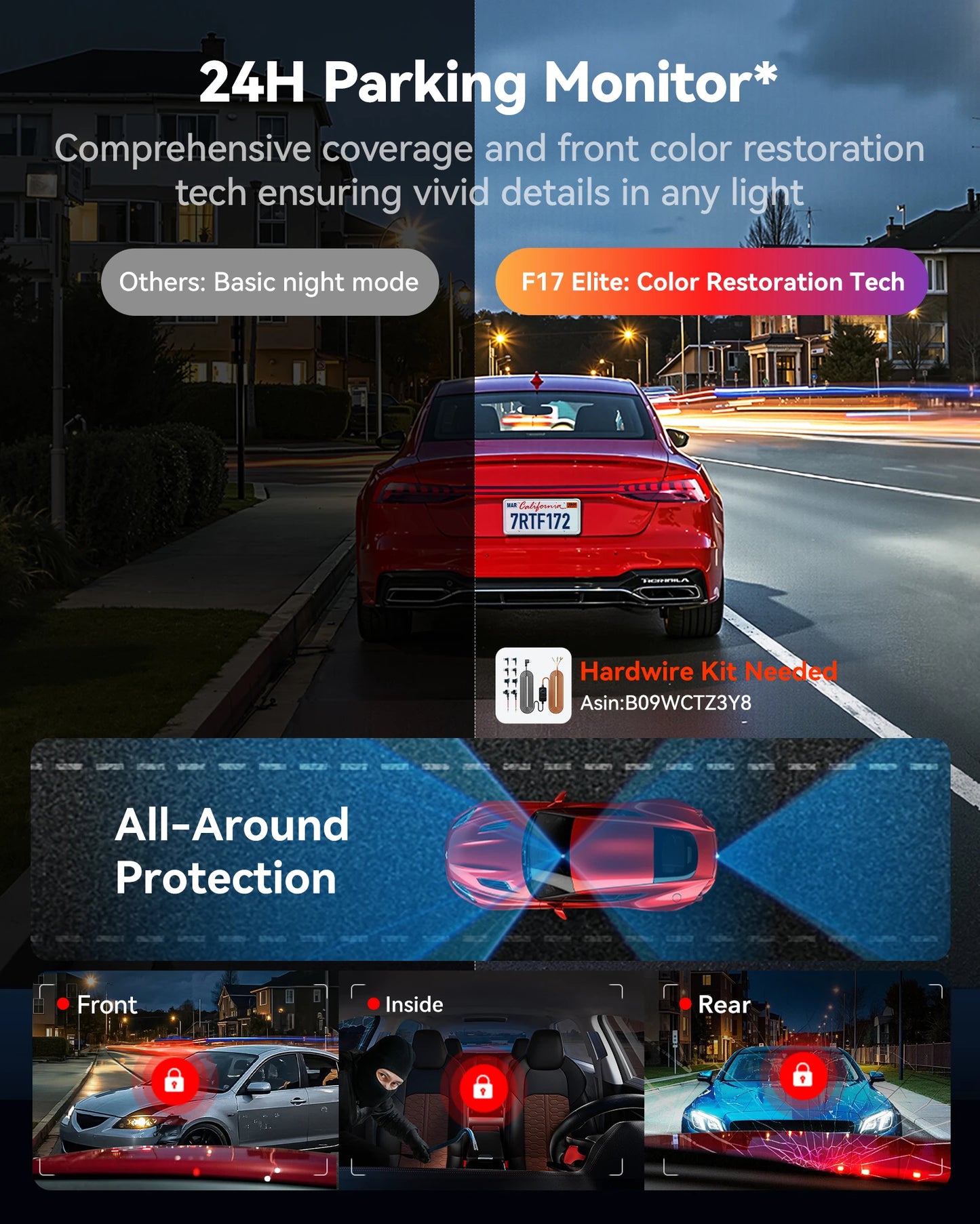 Redtiger F17 Elite 4K 3 Channel Dash Cam Sony STARVIS