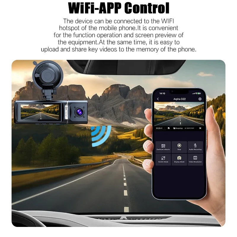 4K Dash Cam Front and Rear Car Camera Dashcam with App
