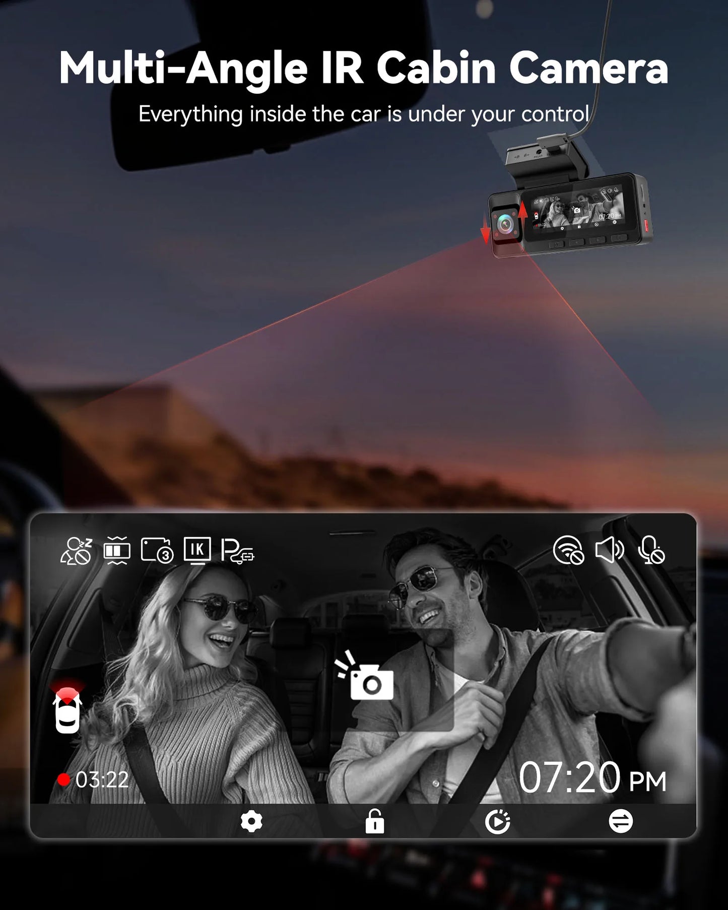 REDTIGER A3 Dash Camera, 3 Channel, 2.5K Front + 1080P Dash Cam Front and Rear and Inside