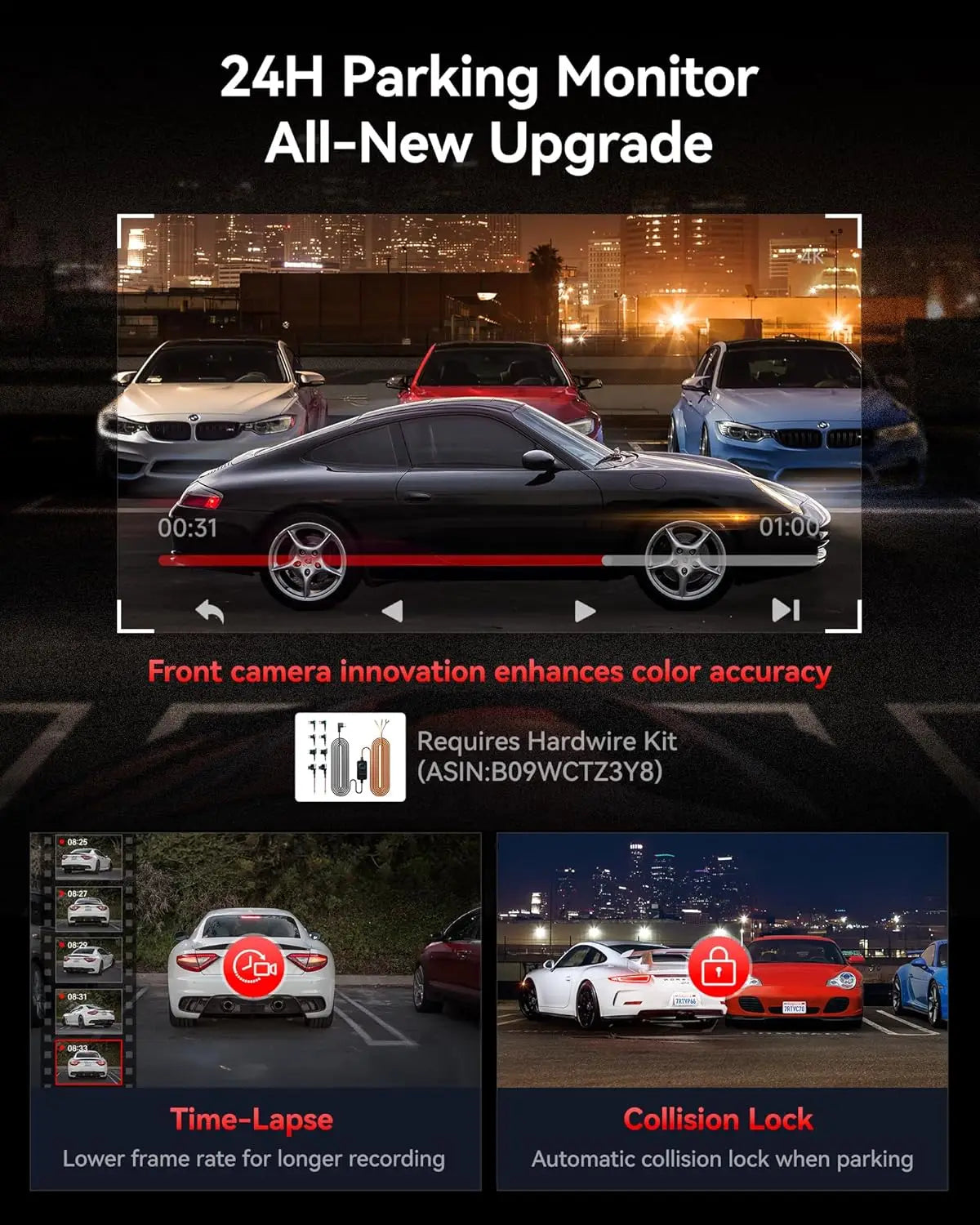 REDTIGER 4K CV70 Dash Cam Front and Rear 2.5K, STARVIS 2 IMX678 x Wondrix Dual HDR Blacklight Night Vision