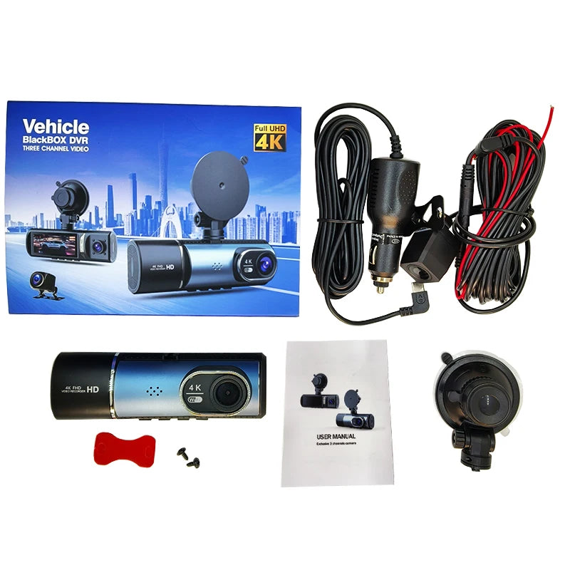 4K Dash Cam Front and Rear Car Camera Dashcam with App