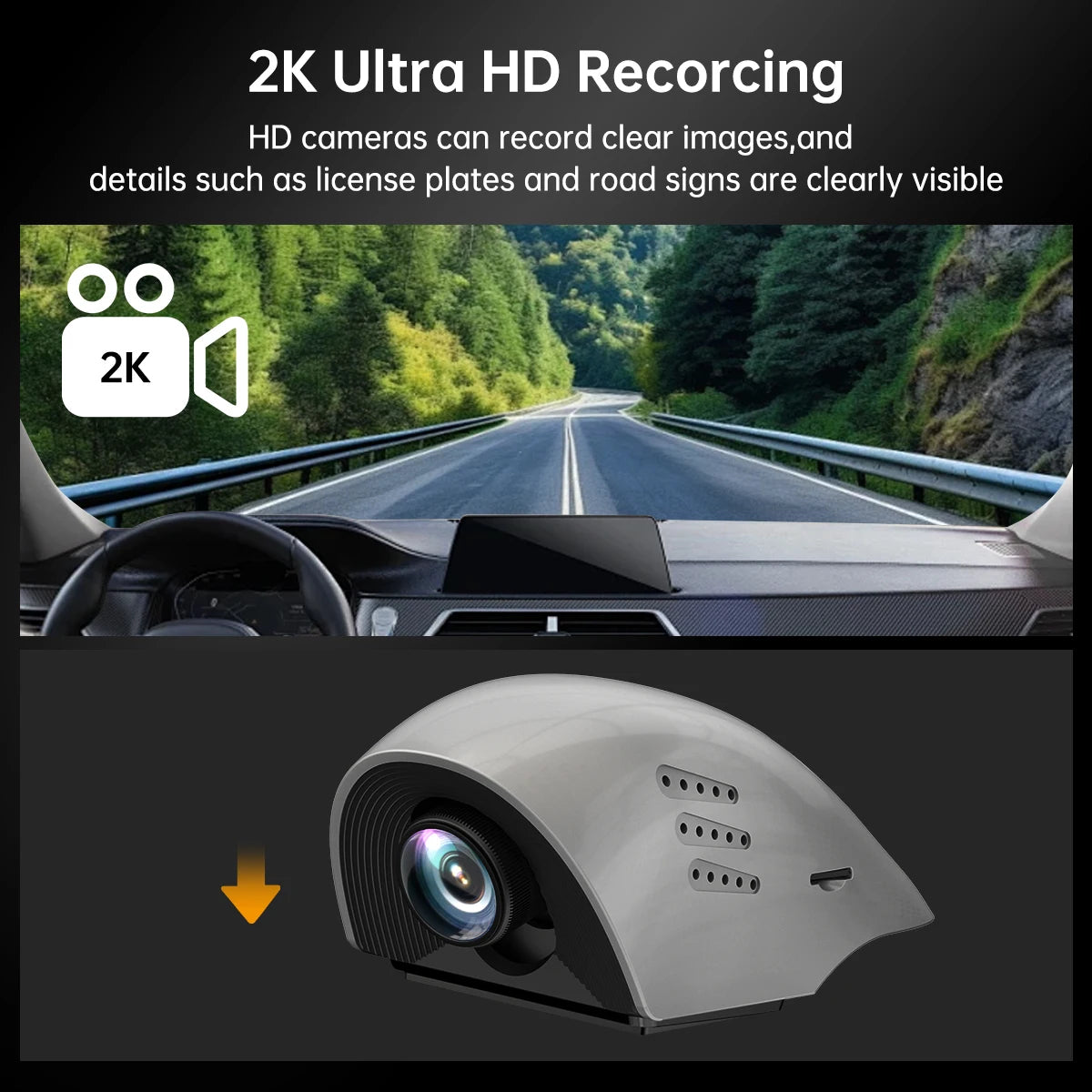 2.5K Dual Lens DVR 2K Front Dash Camera