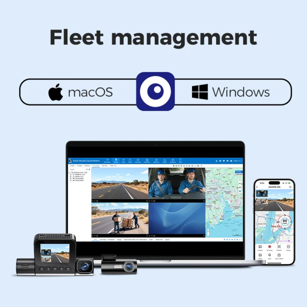 AZDOME S58 4G 3CH - Remote Live View & GPS Tracking.