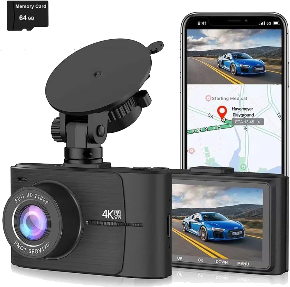 4K 2160P UHD Dual Lens Car DVR WiFi Dash Camera.