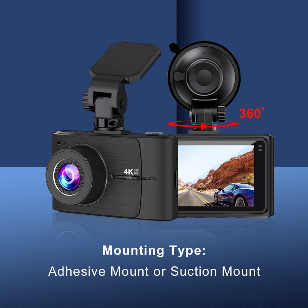 4K 2160P UHD Dual Lens Car DVR WiFi Dash Camera.